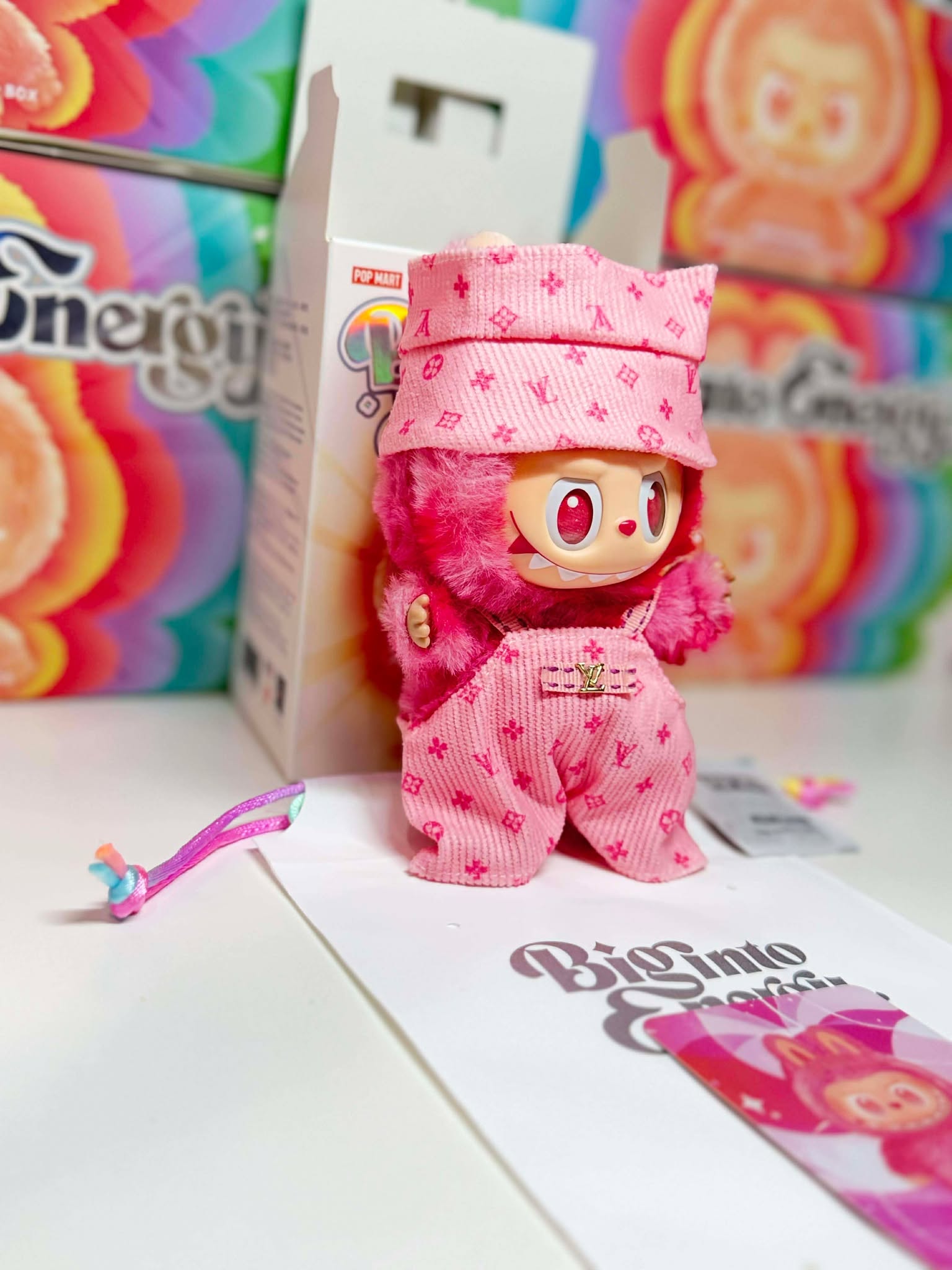 LOVE- Labubu Big Into Energy Plush – Pink Outfit | POP MART Authentic