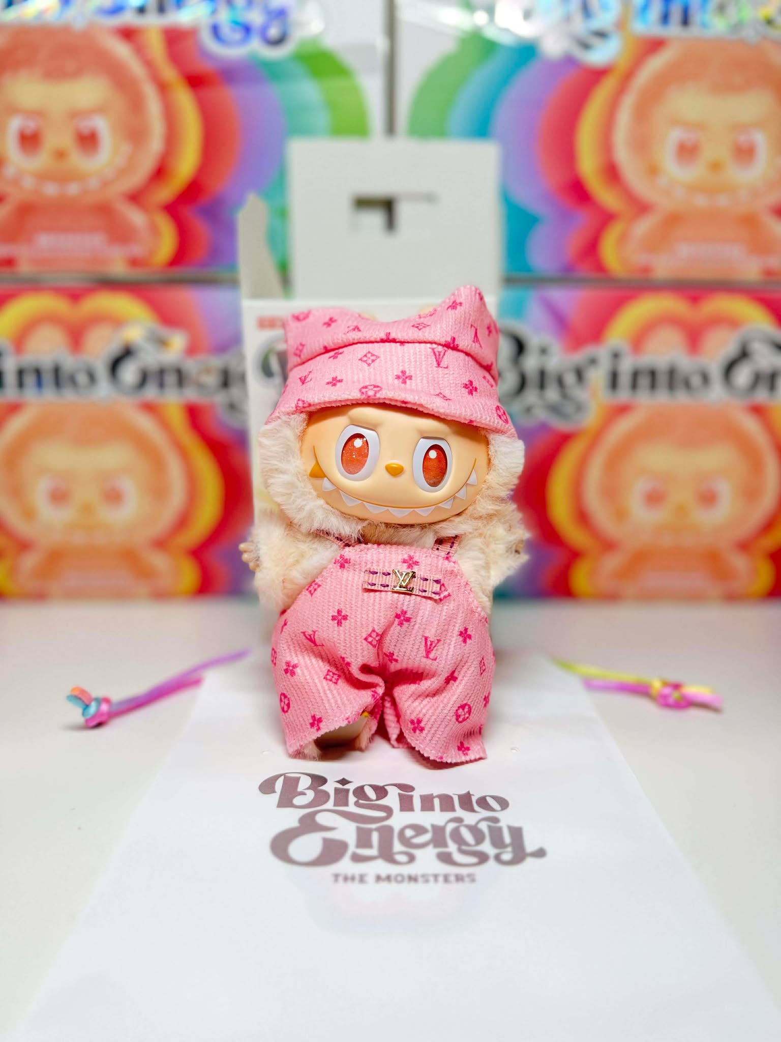 HAPPINESS - Labubu Big Into Energy Plush – Pink Outfit | POP MART Authentic