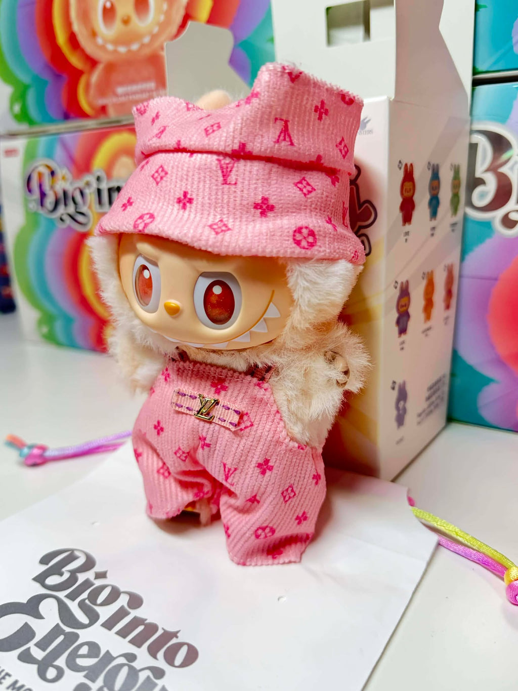 HAPPINESS - Labubu Big Into Energy Plush – Pink Outfit | POP MART Authentic