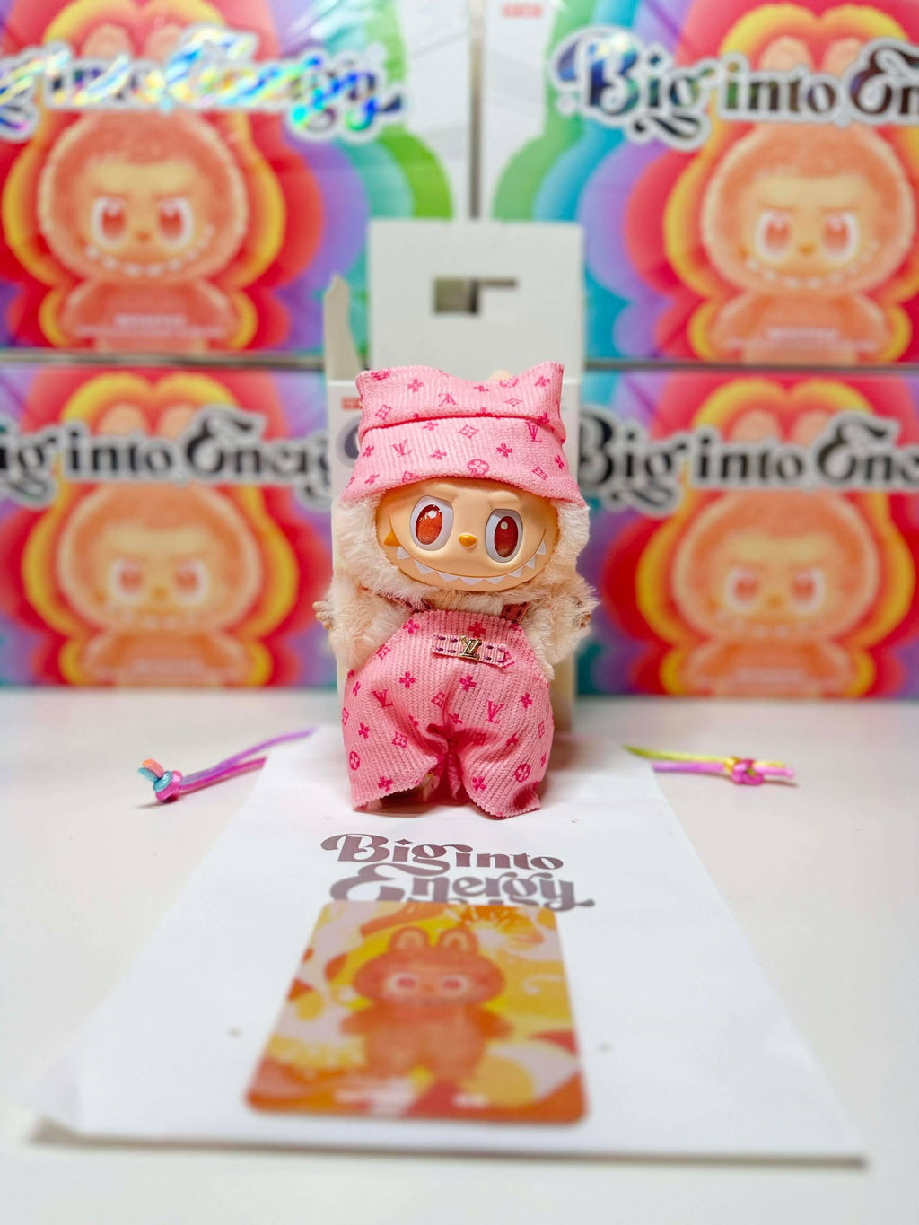 HAPPINESS - Labubu Big Into Energy Plush – Pink Outfit | POP MART Authentic
